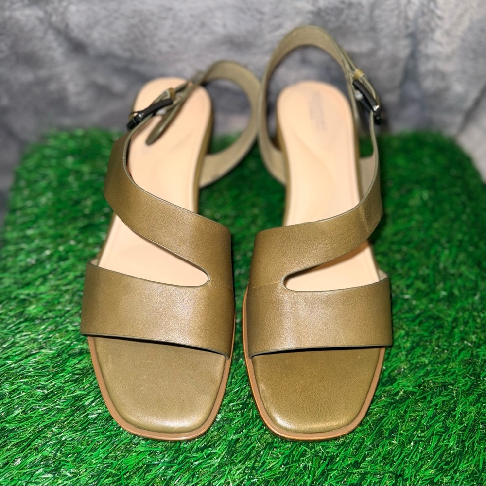 Rockport Hennly Olive Leather Block Heel Sandals Size 9 - Picture 4 of 10